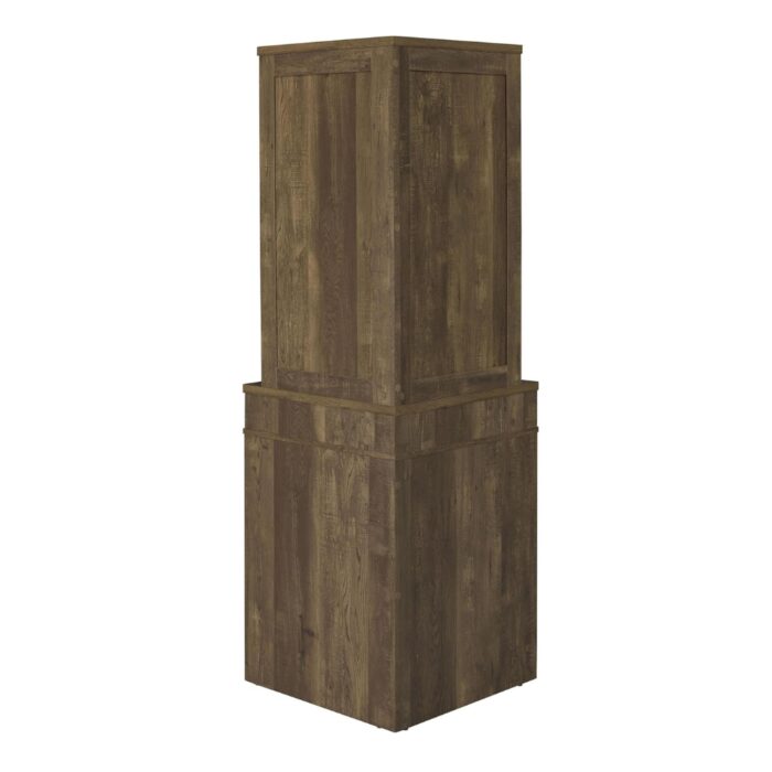 Furnshine - Rustic Oak Corner Bar Cabinet with Stemware Rack & Wine Storage - Image 8
