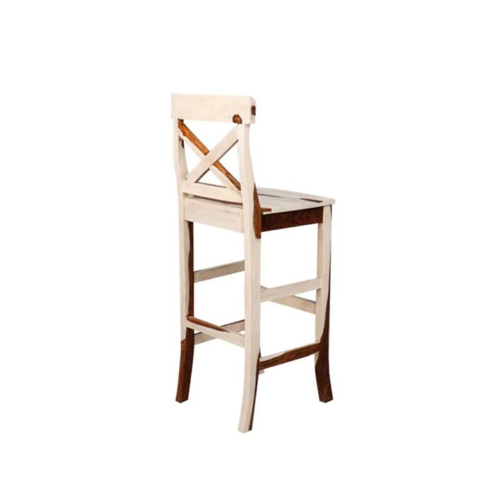 Furnshine - Lenora Solid Wood Set of 2 Bar Stool in White and Teak Finish - Image 5