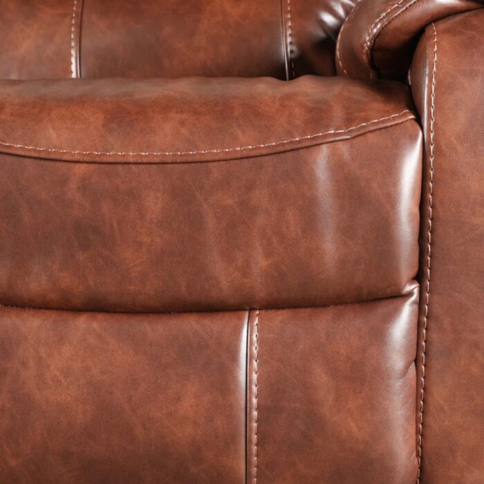 Furnshine - Tristram Leather Fabric Three Seater Recliner Sofa (Brown) - Image 7