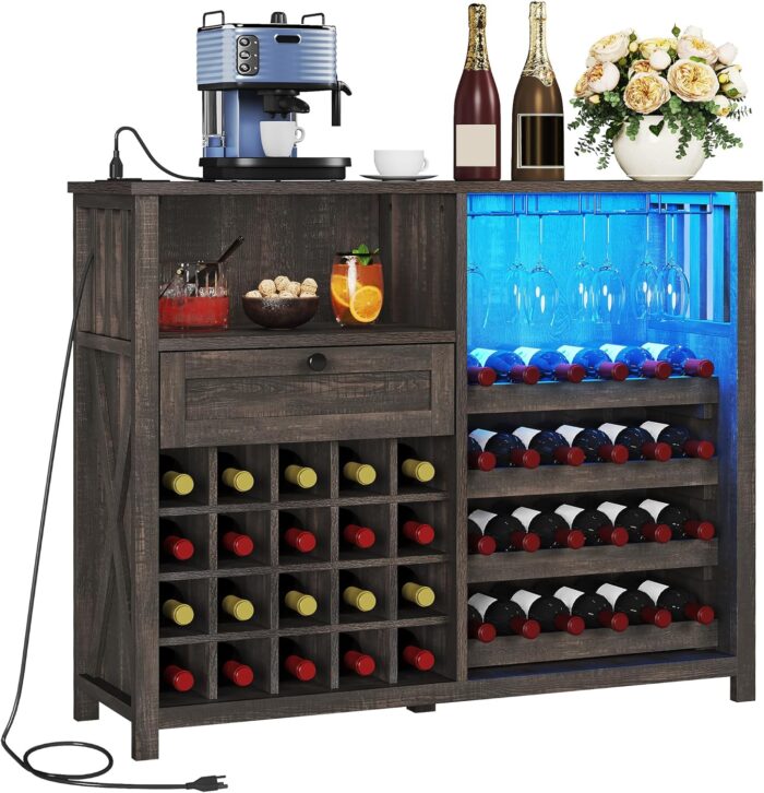 Furnshine - Faxon 47" Wine Bar Cabinet with LED Lights & Power Outlet - Image 13