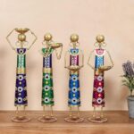 Furnshine – Sutter Metal Rajasthani Kalbelia Tea Light Candle Holder Doll (Set of 4), Antique Decorative Candle Holders for Home & Office Decor