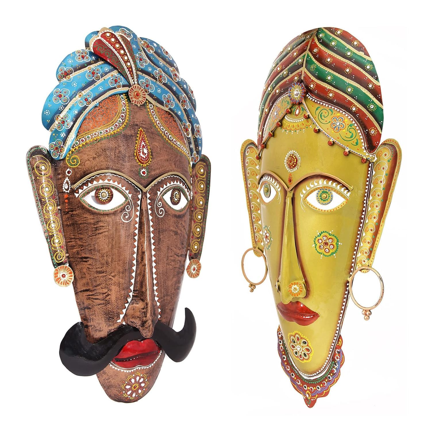 81kvVBmMOL._SL1500_-1.jpg Furn Shine - Iron Rajasthani Human Mask for Wall Decoration, Elegant and Artistic Iron Mask for Living Room, Bedroom, or Office, Stylish Wall Hanging for Homes and Studios - Image 3