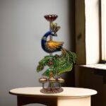 Furnshine - Tempest Handcrafted Peacock Candle Holder – Multicolor Metal Tealight Stand Artistic Festive Table Decor - Image 2