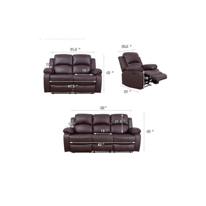 Furnshine - Jarrett Luxury Leather Recliner Sofa with Loveseat & Chair - Image 8