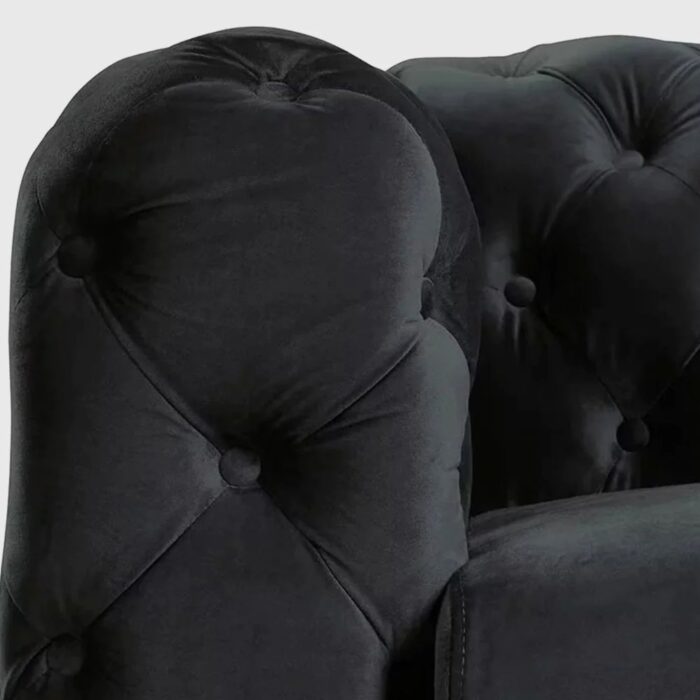 Furn Shine - Valens Chesterfield Classic Three Seater Black Sofa - Image 5