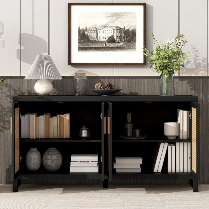 Furnshine - Langley Rattan Storage Cabinet with 4 Doors and Adjustable Shelves - Image 3