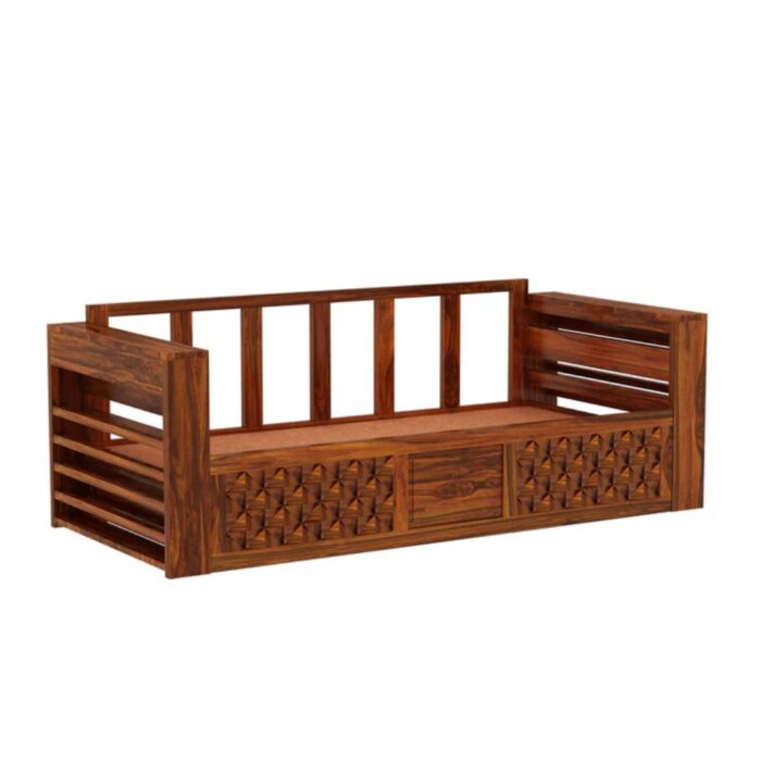 Furnshine - Riggan Solid Sheesham Wood 3 Seater Sofa Cum Bed with Mini Storage and Side Pockets - Image 9
