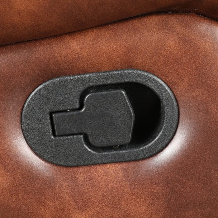 Furnshine - Tristram Leather Fabric Three Seater Recliner Sofa (Brown) - Image 8