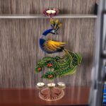 Furnshine - Tempest Handcrafted Peacock Candle Holder – Multicolor Metal Tealight Stand Artistic Festive Table Decor