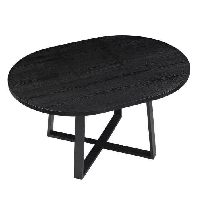 Furnshine - Lorenzo Round Dining Table with Metal Legs - Black - Image 4