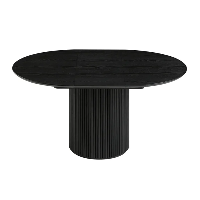Furnshine - Round 4-6 Seater Extending Oak Pedestal Black Dining Table - Image 4