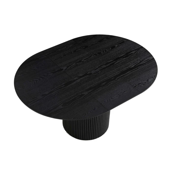 Furnshine - Round 4-6 Seater Extending Oak Pedestal Black Dining Table - Image 5