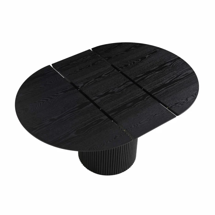 Furnshine - Round 4-6 Seater Extending Oak Pedestal Black Dining Table - Image 3