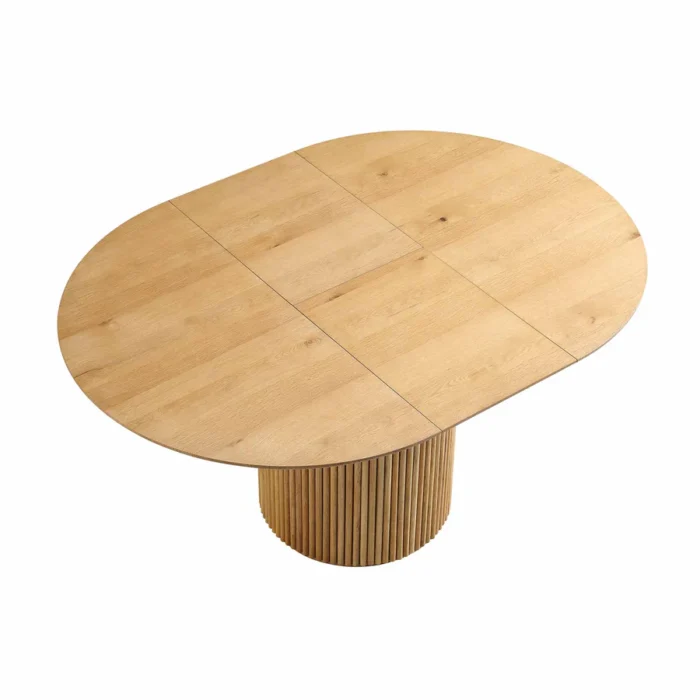 Furnshine - Diego Round 4-6 Seater Extending Oak Pedestal Dining Table, Oak - Image 5