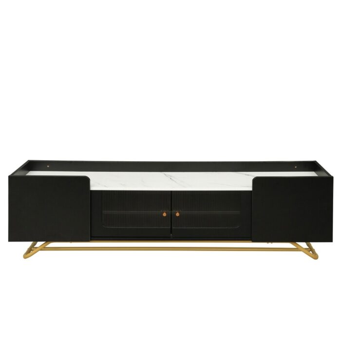 Furnshine - Alger TV Stand with Faux Marble Top & Fluted Glass Doors - Image 17