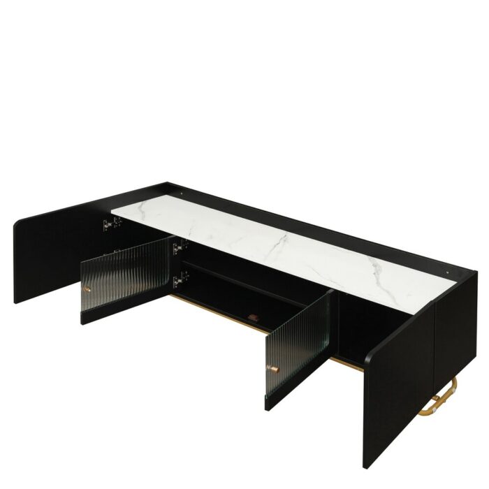 Furnshine - Alger TV Stand with Faux Marble Top & Fluted Glass Doors - Image 18