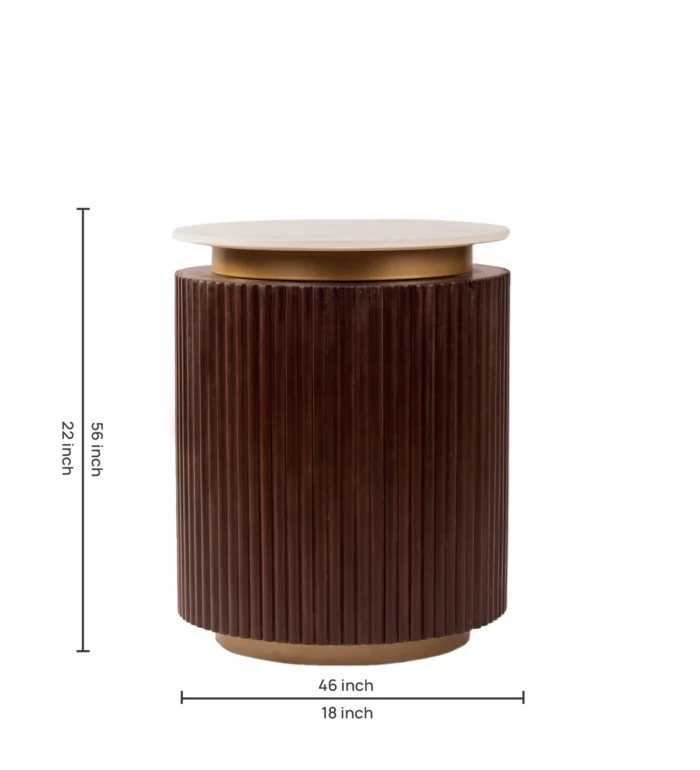 Furnshine - Padget Solid Wood Side Table With Marble Top in Dark Walnut Finish - Image 5
