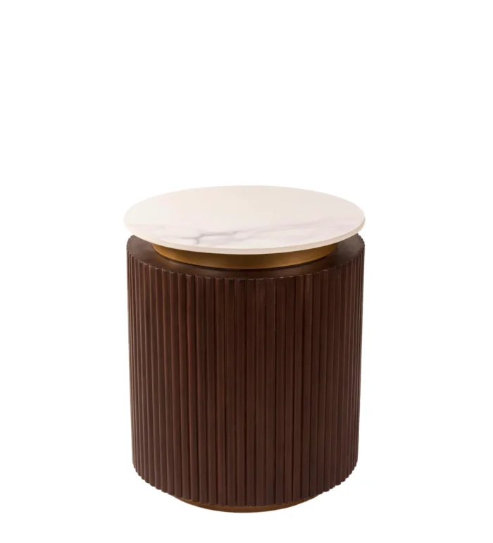 Furnshine - Padget Solid Wood Side Table With Marble Top in Dark Walnut Finish - Image 2