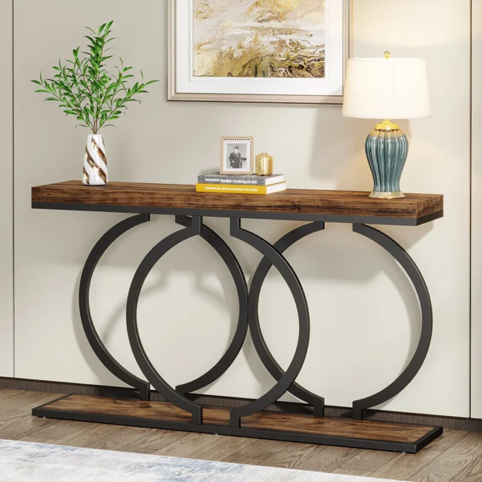 Furnshine - Sisley 55.11 inch Console Table with O Shape Metal Legs - Image 15