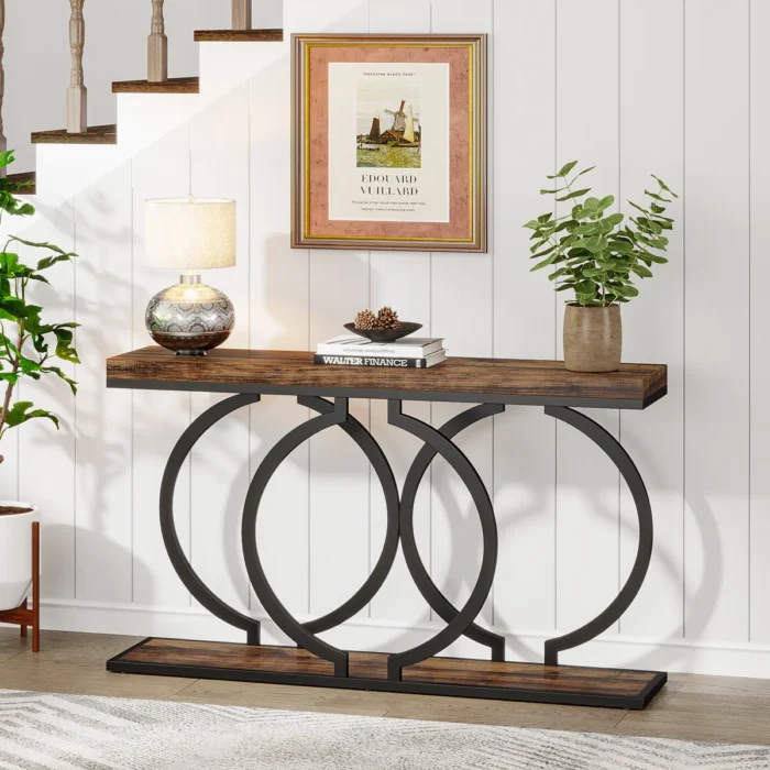 Furnshine - Sisley 55.11 inch Console Table with O Shape Metal Legs - Image 16