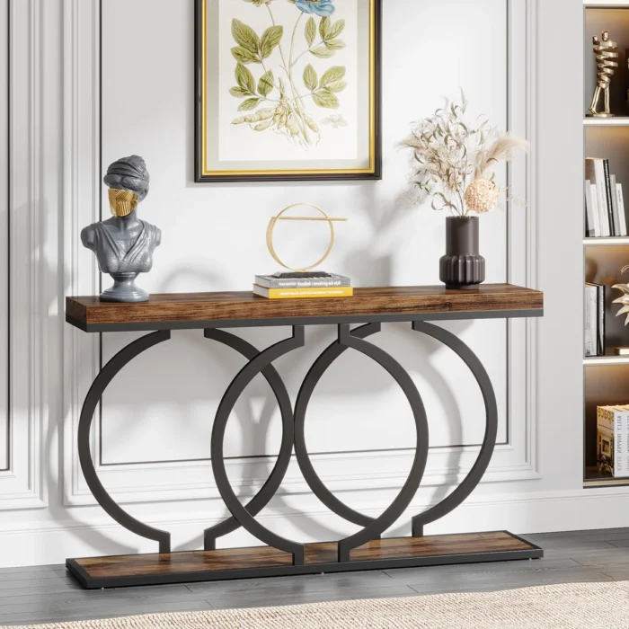 Furnshine - Sisley 55.11 inch Console Table with O Shape Metal Legs - Image 14
