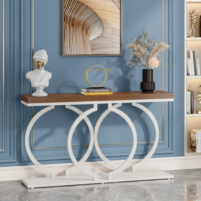 Furnshine - Sisley 55.11 inch Console Table with O Shape Metal Legs - Image 20