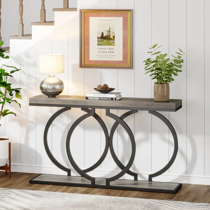 Furnshine - Sisley 55.11 inch Console Table with O Shape Metal Legs - Image 11