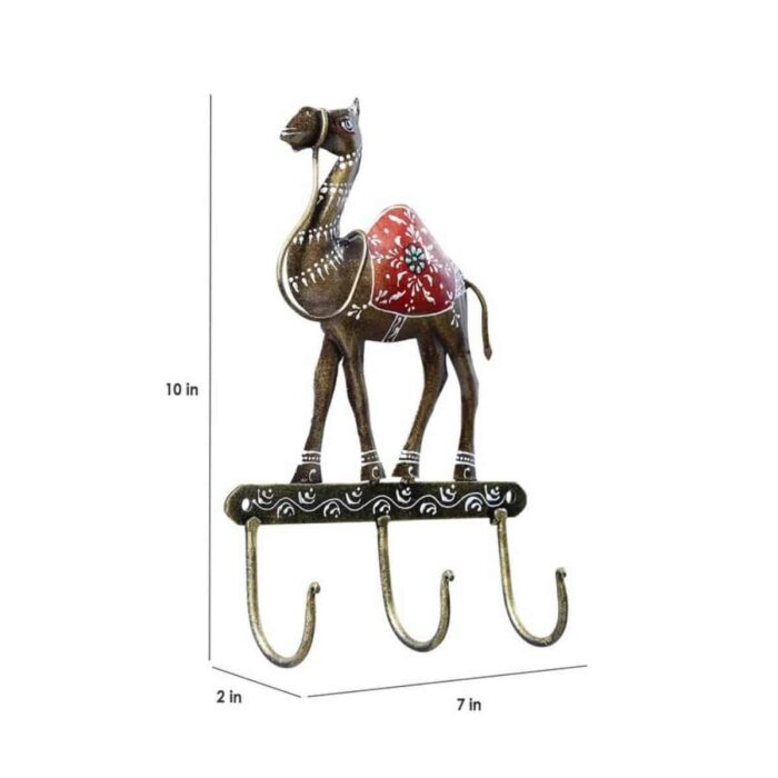 Furn Shine Multi Color Iron Painted Rajasthani Camel 3 Key Holder Decorative Showpiece - (Iron, Multicolor) - Image 3
