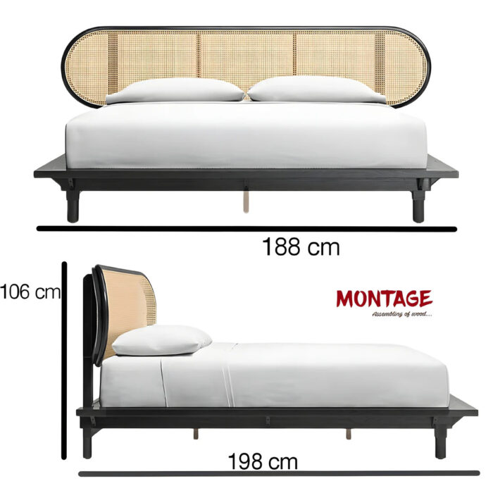 Furnshine - Upington Solid Acacia Wood Curve Cane King Bed - Image 6