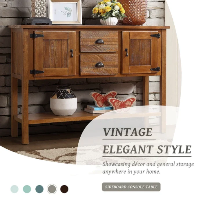 Furnshine - Sadler 48" Retro Sideboard Console Table with 2 Drawers, 2 Cabinets and Bottom Shelf - Image 14