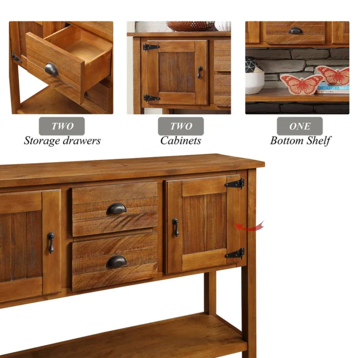 Furnshine - Sadler 48" Retro Sideboard Console Table with 2 Drawers, 2 Cabinets and Bottom Shelf - Image 17