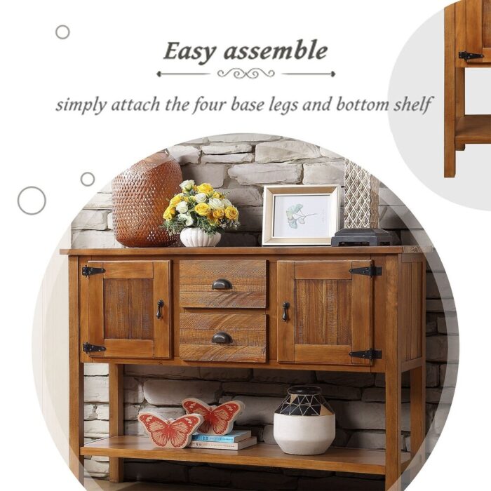 Furnshine - Sadler 48" Retro Sideboard Console Table with 2 Drawers, 2 Cabinets and Bottom Shelf - Image 15