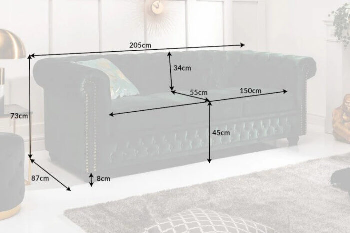 Furn Shine - Victor 3 Seater Bottle Green Velvet Chesterfield Sofa - Image 6