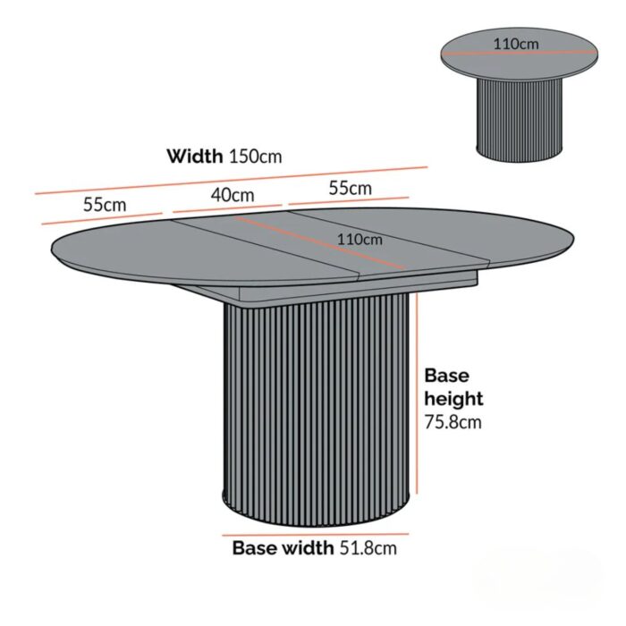 Furnshine - Round 4-6 Seater Extending Oak Pedestal Black Dining Table - Image 7
