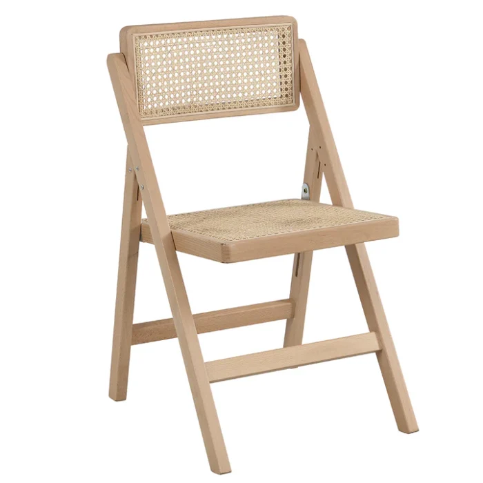 Furnshine - Andrea Natural Colour Set of 2 Folding Cane Rattan Chairs - Image 2