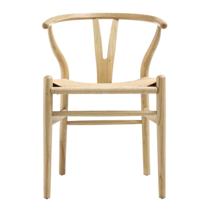 Furnshine - Natural Colour Frame Solid Wood Wishbone Dining Chair - Image 4