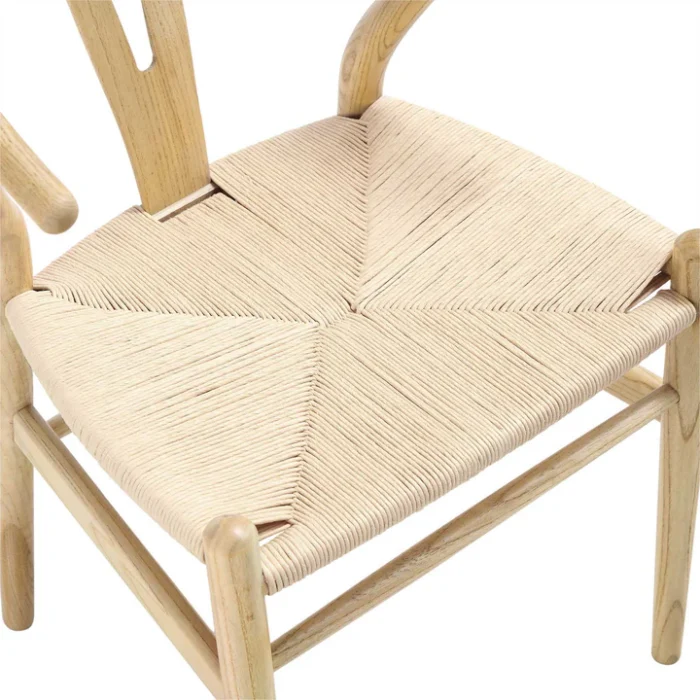 Furnshine - Natural Colour Frame Solid Wood Wishbone Dining Chair - Image 9