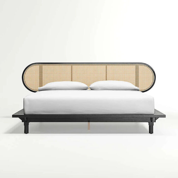 Furnshine - Upington Solid Acacia Wood Curve Cane King Bed - Image 1