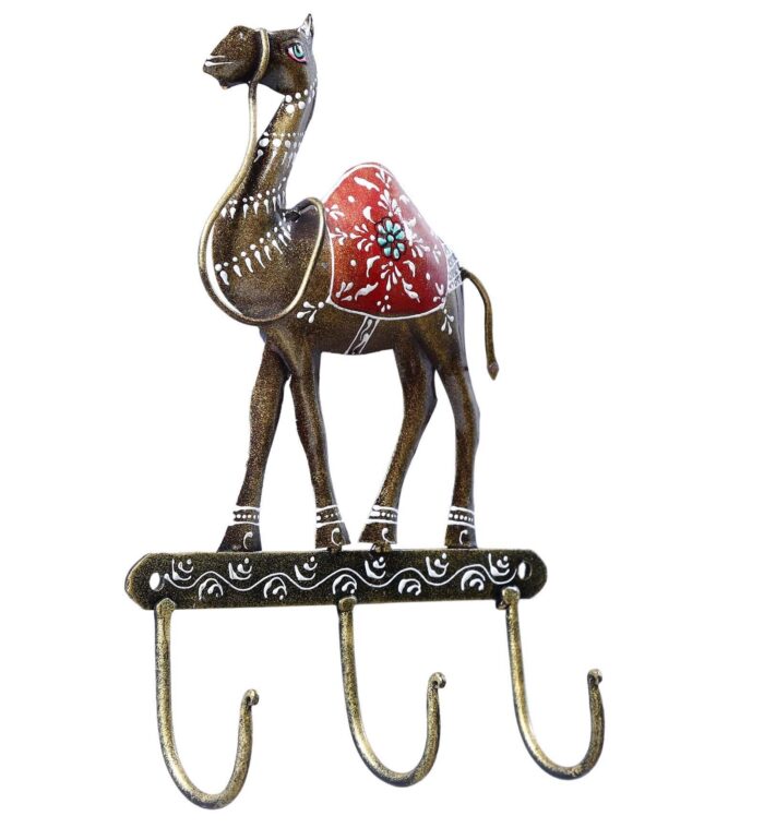 Furn Shine Multi Color Iron Painted Rajasthani Camel 3 Key Holder Decorative Showpiece - (Iron, Multicolor) - Image 2