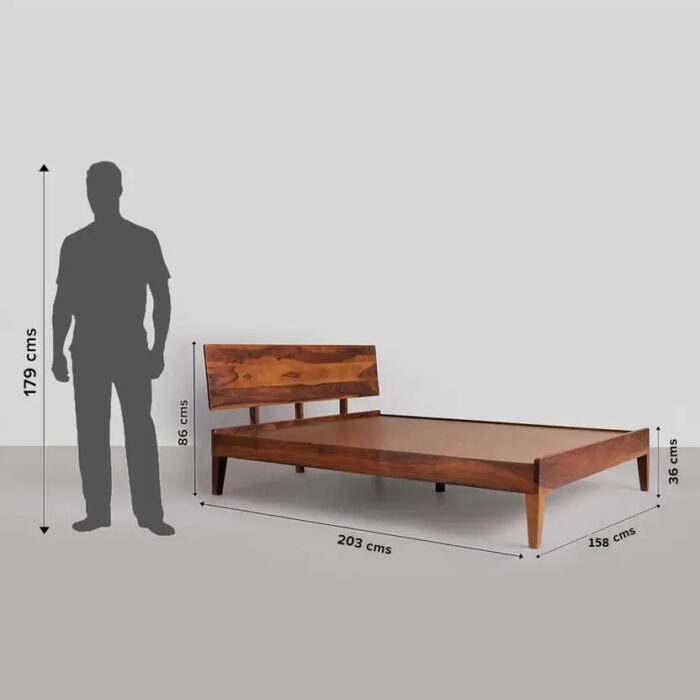 Furnshine - Rollen Sheesham Wood Queen Size Bed Without Storage - Image 7