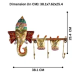 Furnshine - Divine Ganesha Wall Hanging Three Key Holder | Handcrafted Metal Ganesh Ji Key Rack with Blessing Hands for Entryway & Home Decor - Image 4