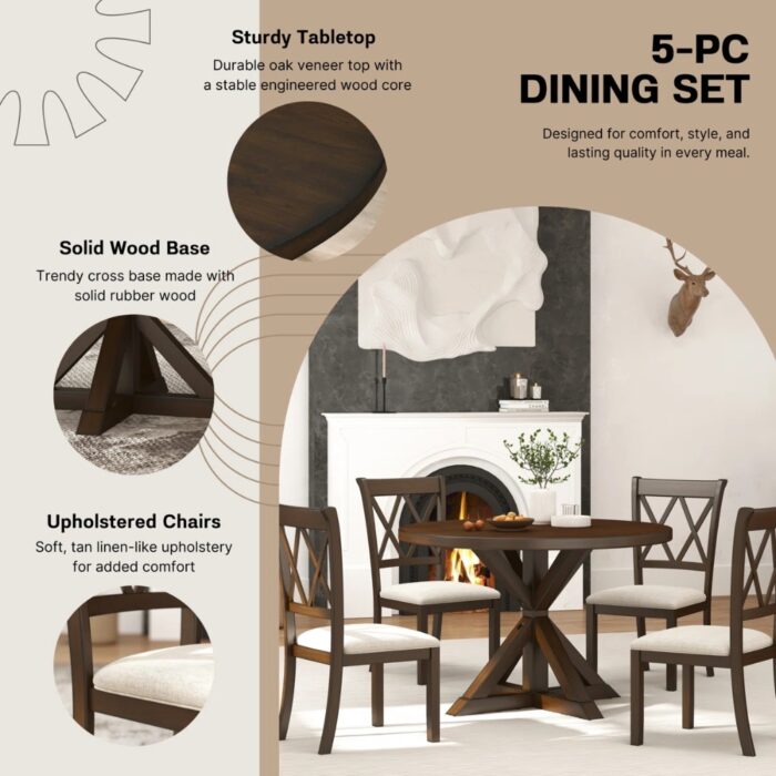 Furnshine Ebbert 4 - Person Round Dining Set - Image 10