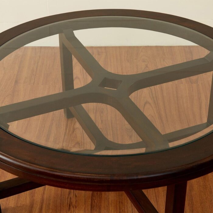 Furnshine - Hooker Glass Top Coffee Table with Stools - Rich Brown - Image 9