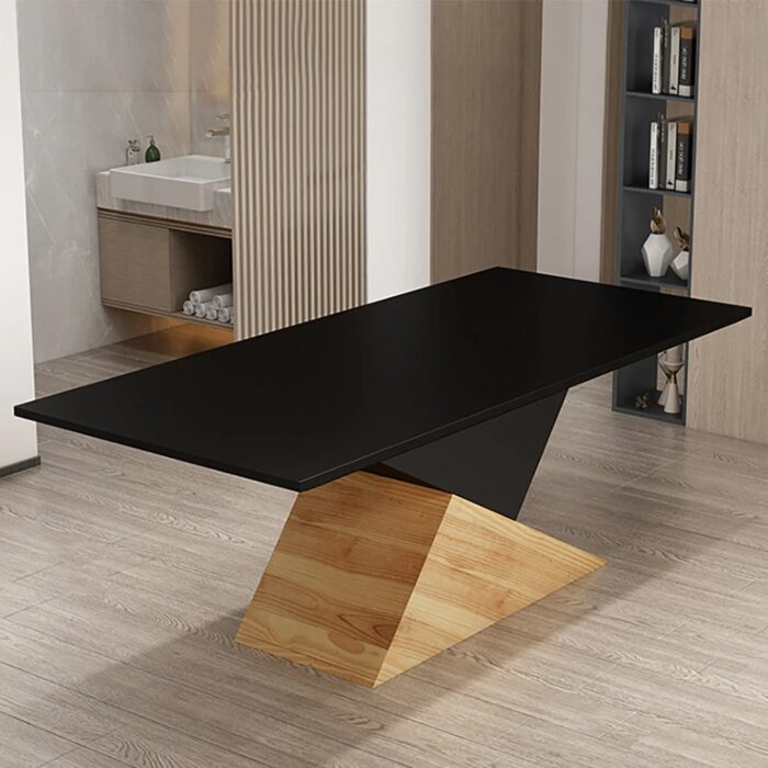 Furnshine 6 Seater Black Rectangular Dining Table Solid Wood Dinner Table - Image 4