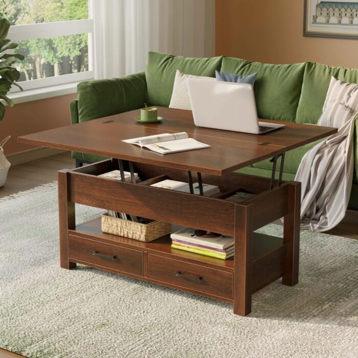 Furnshine - Yardley Lift Top Coffee Table with Storage Drawers & Hidden Compartment - Image 2