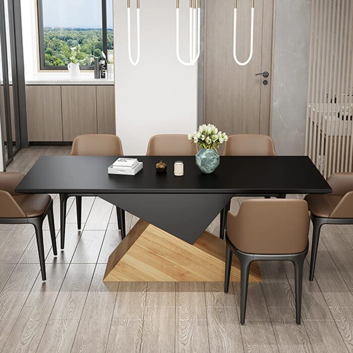 Furnshine 6 Seater Black Rectangular Dining Table Solid Wood Dinner Table - Image 2