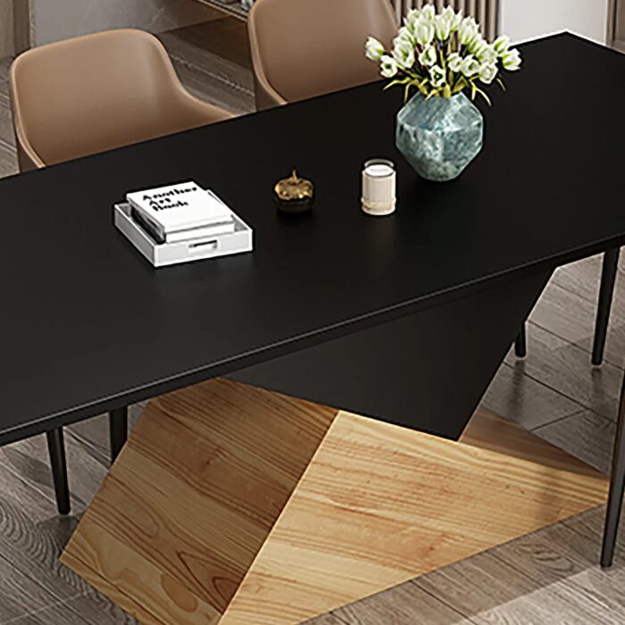 Furnshine 6 Seater Black Rectangular Dining Table Solid Wood Dinner Table - Image 3
