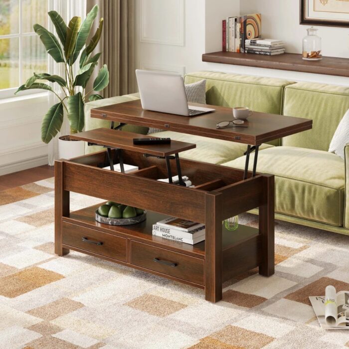Furnshine - Yardley Lift Top Coffee Table with Storage Drawers & Hidden Compartment - Image 1