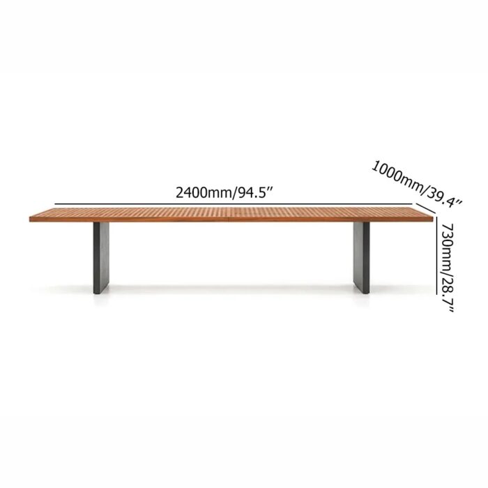 Furnshine 7-Pieces Teak Rectangle Hollow Bar Dining Table & Rope Chair Set - Image 7
