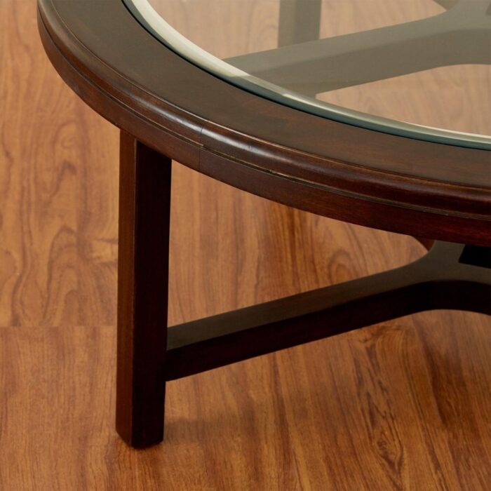 Furnshine - Hooker Glass Top Coffee Table with Stools - Rich Brown - Image 11